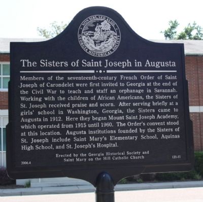 The Sisters of Saint Joseph In Augusta Marker image. Click for full size.