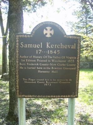 Samuel Kercheval Marker. Click for full size. Samuel Kercheval Marker image. Click for full size.