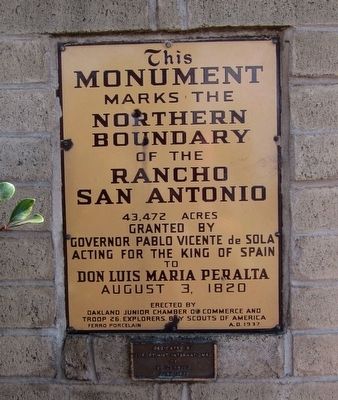 Ranchos San Pablo and San Antonio Boundary Monument Marker - North-facing side image. Click for full size.