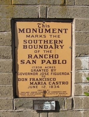Ranchos San Pablo and San Antonio Boundary Monument Marker - South-facing side image. Click for full size.