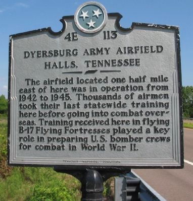Dyersburg Army Airfield Marker image. Click for full size.