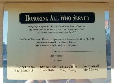 Frontenac Veterans Honor Roll Marker image. Click for full size.