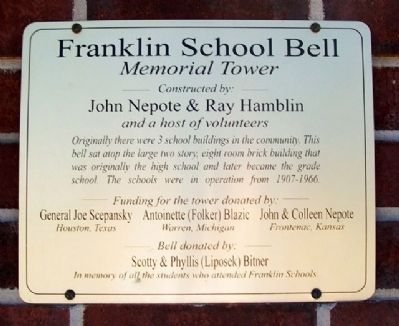 Franklin School Bell Marker image. Click for full size.