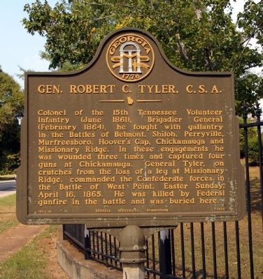 Gen. Robert C. Tyler, C.S.A. Marker image. Click for full size.