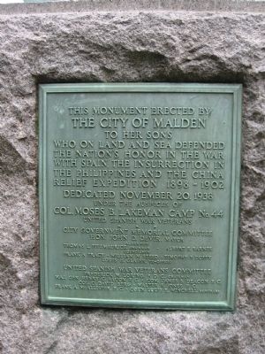 Malden Spanish War Veterans Monument. Click for full size. Malden Spanish War Veterans Monument image. Click for full size.