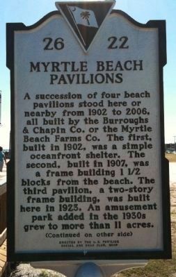 Myrtle Beach Pavilions Marker (front) image. Click for full size.