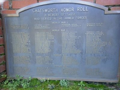 Chatsworth Honor Roll Marker image. Click for full size.