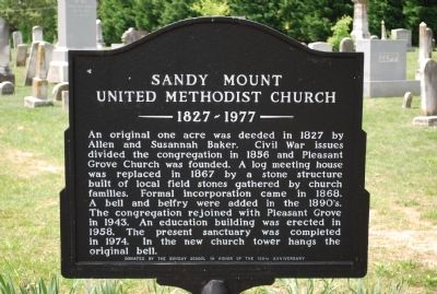 Sandy Mount United Methodist Church Marker image. Click for full size.