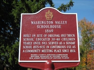 Washington Valley Schoolhouse Marker image. Click for full size.
