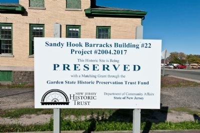 Fort Hancock Barracks 22 Temporary Wooden Sign image. Click for full size.