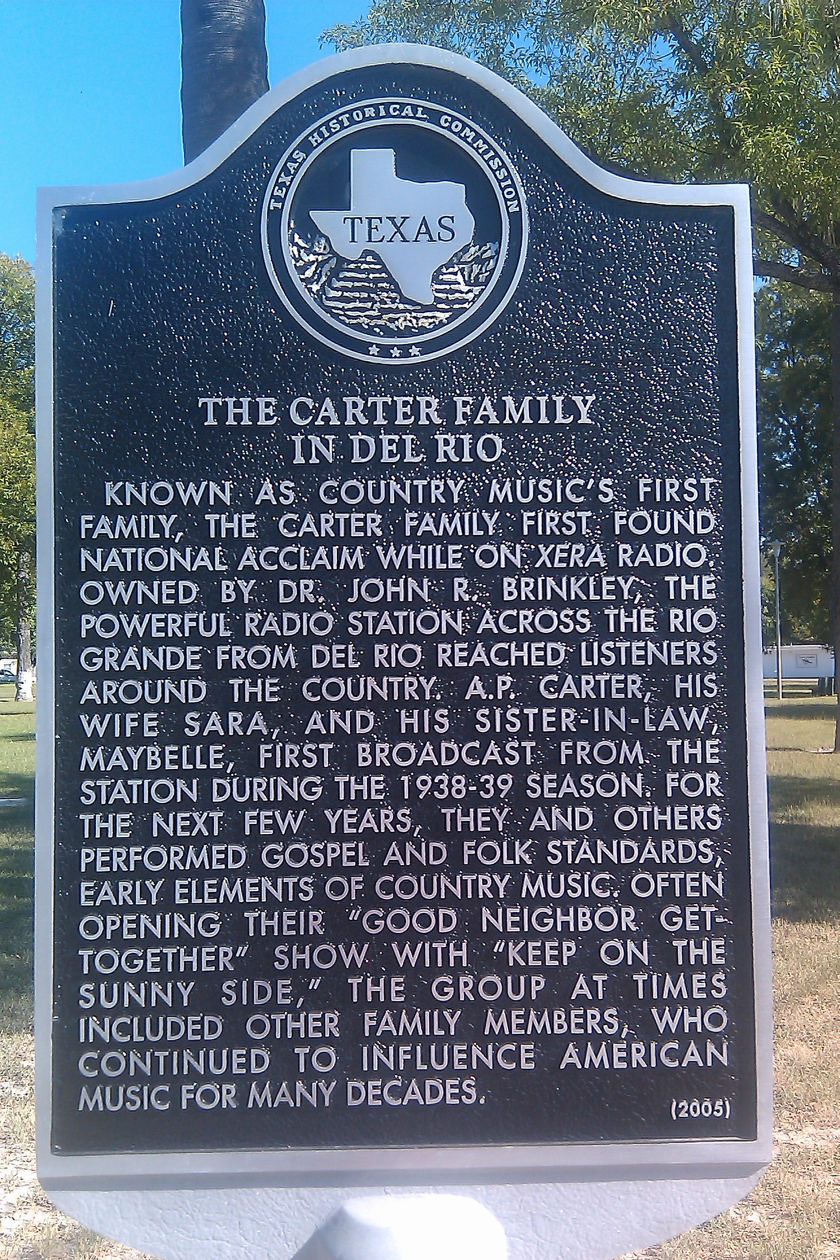 The Carter Family In Del Rio Marker