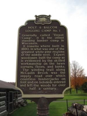 Holt & Balcom Logging Camp No. 1 Marker. Click for full size. Holt & Balcom Logging Camp No. 1 Marker image. Click for full size.