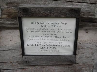 Holt & Balcom Logging Camp Information image. Click for full size.