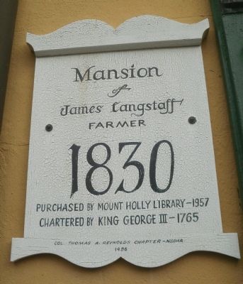 Mansion of James Langstaff Marker image. Click for full size.