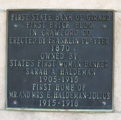 First State Bank of Girard Marker image. Click for full size.