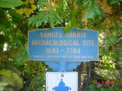 Samuel Parris Archaeological Site Marker image. Click for full size.
