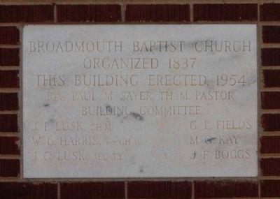 Broadmouth Baptist Church Cornerstone image. Click for full size.