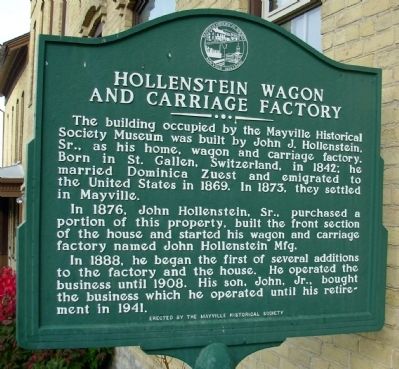 Hollenstein Wagon and Carriage Factory Marker. Click for full size. Hollenstein Wagon and Carriage Factory Marker image. Click for full size.