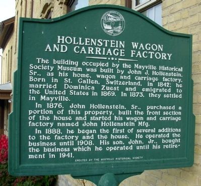 Hollenstein Wagon and Carriage Factory Marker image. Click for full size.
