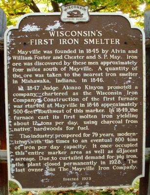 Wisconsin’s First Iron Smelter Marker image. Click for full size.