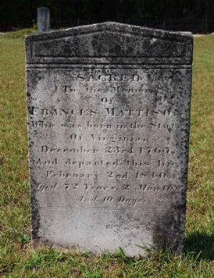 Frances Mattison Tombstone image. Click for full size.