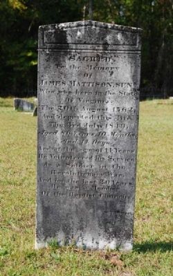 James Mattison Sr. Tombstone image. Click for full size.