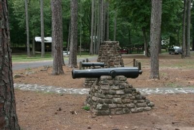 Tannehill Furnaces Marker next to the two cannons image. Click for full size.