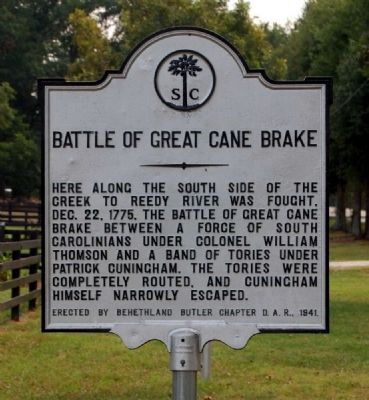 Battle of Great Cane Break Marker -<br>Current Location on Fork Shoals Road image. Click for full size.