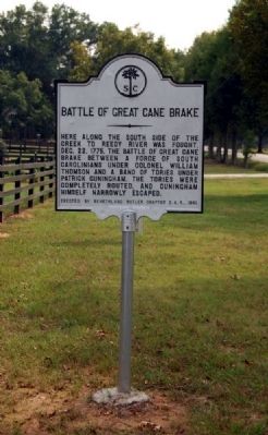 Battle of Great Cane Brake Marker -<br>Current Location on Fork Shoals Road image. Click for full size.