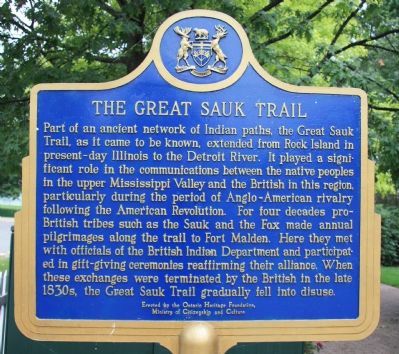 The Great Sauk Trail Marker image. Click for full size.