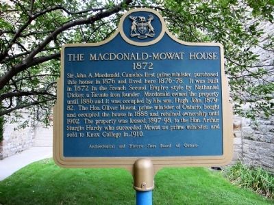 The Macdonald-Mowat House Marker - west (street-facing) side image. Click for full size.