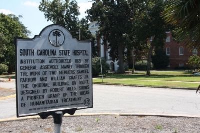 South Carolina State Hospital Marker, and Mills Building image. Click for full size.