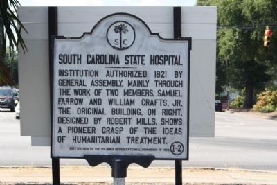 South Carolina State Hospital Marker, Hidden behind sign at Bull Street image. Click for full size.