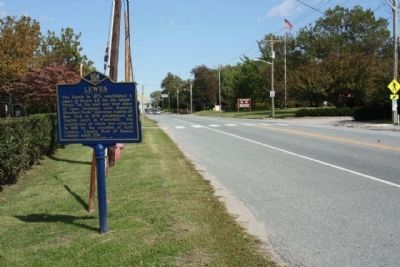 Lewes Marker, looking north along Savannah Road image. Click for full size.