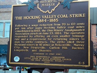 The Hocking Valley Coal Strike Marker image. Click for full size.