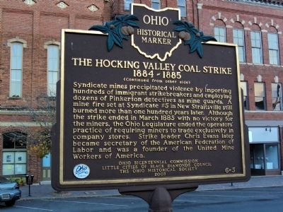 The Hocking Valley Coal Strike Marker image. Click for full size.