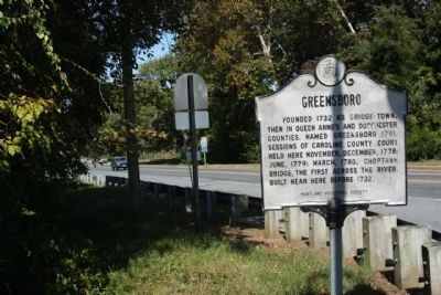 Greensboro Marker, seen at MD 313, northbound image. Click for full size.