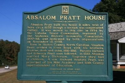 Absalom Pratt House Marker Side A image. Click for full size.