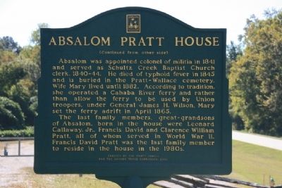Absalom Pratt House Marker Side B image. Click for full size.