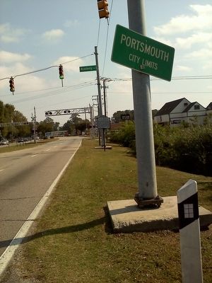 Portsmouth marker is visible behind the city boundary sign.. Click for full size. Portsmouth marker is visible behind the city boundary sign. image. Click for full size.