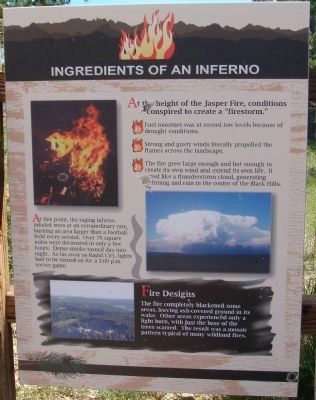 Jasper Fire Marker - Ingredients of an Inferno Panel. Click for full size. Jasper Fire Marker - Ingredients of an Inferno Panel image. Click for full size.