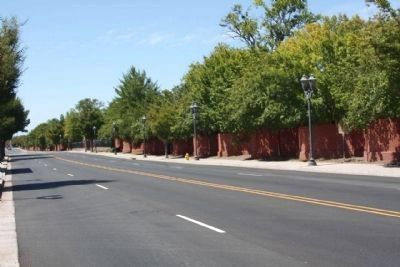Ware High School Marker,(at right) looking west along Reynolds Street image. Click for full size.