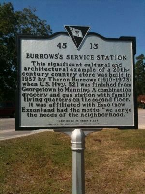 Burrows's Service Station Marker (front) image. Click for full size.