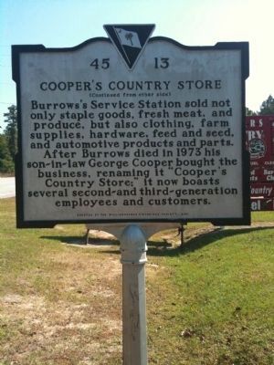 Cooper's Country Store Marker (reverse) image. Click for full size.