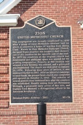 Zion United Methodist Marker image. Click for full size.
