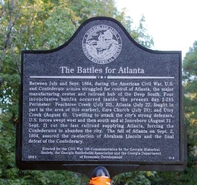 The Battles for Atlanta Marker. Click for full size. The Battles for Atlanta Marker image. Click for full size.