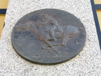 Pony Express Emblem Mounted on the Front of the Building. Click for full size. Pony Express Emblem Mounted on the Front of the Building image. Click for full size.