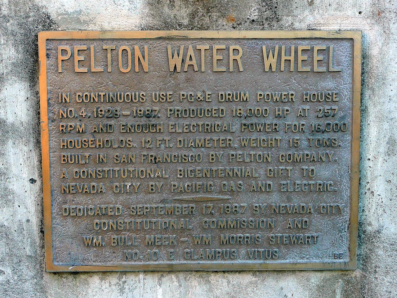 Pelton Water Wheel Marker