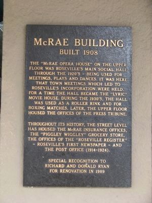 McRae Building Marker. Click for full size. McRae Building Marker image. Click for full size.