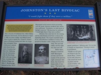Johnston's Last Bivouac Marker. Click for full size. Johnston's Last Bivouac Marker image. Click for full size.